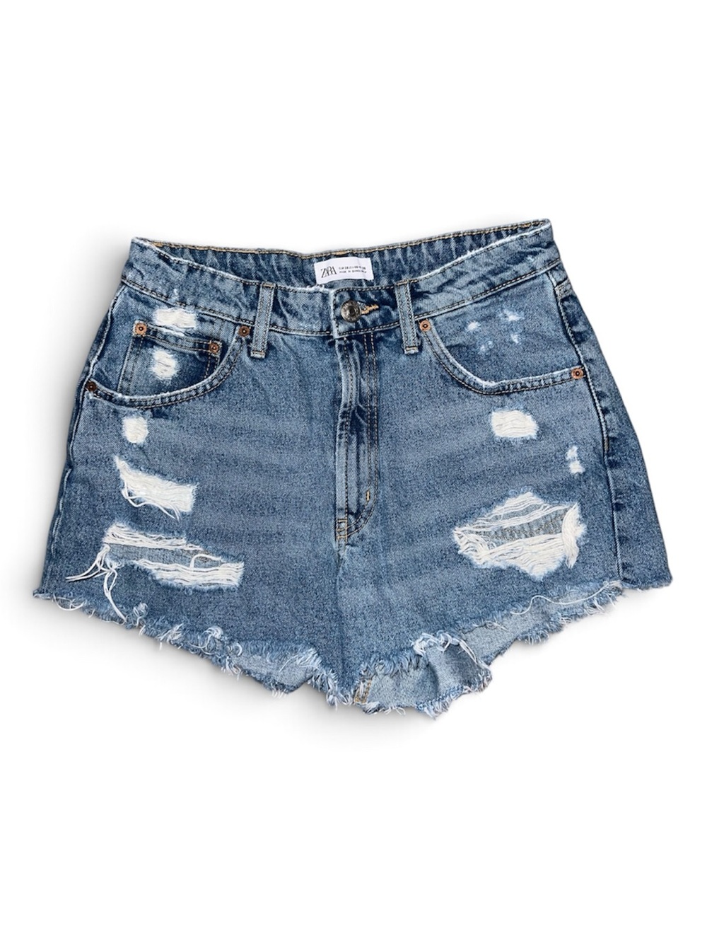 ZARA Distressed Denim Shorts – High Rise – size 6